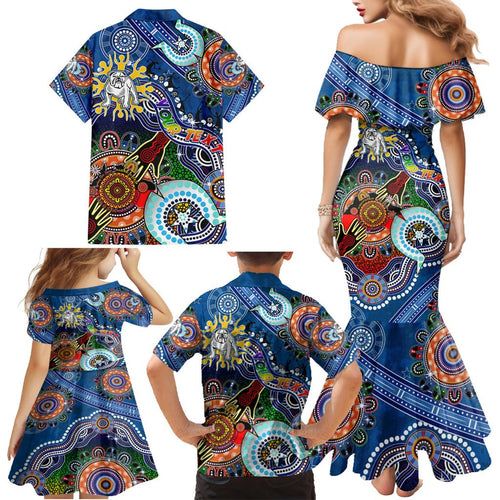 Personalised Bulldogs NAIDOC Week 2024 Family Matching Mermaid Dress and Hawaiian Shirt Australia Aboriginal Dot Painting