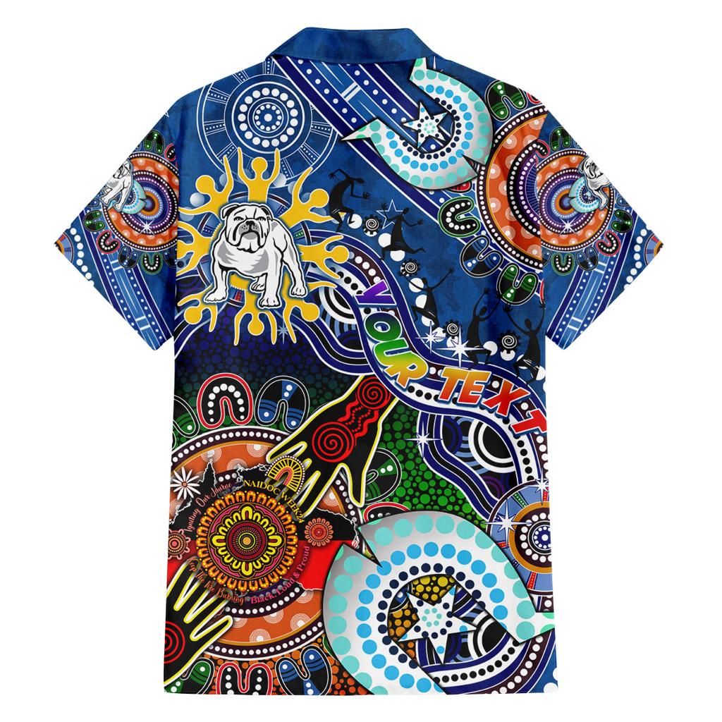 Personalised Bulldogs NAIDOC Week 2024 Family Matching Off Shoulder Maxi Dress and Hawaiian Shirt Australia Aboriginal Dot Painting