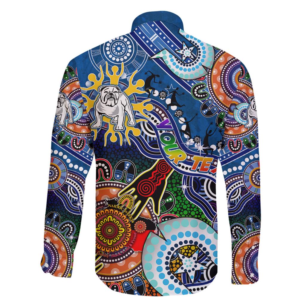 Personalised Bulldogs NAIDOC Week 2024 Family Matching Off Shoulder Short Dress and Hawaiian Shirt Australia Aboriginal Dot Painting