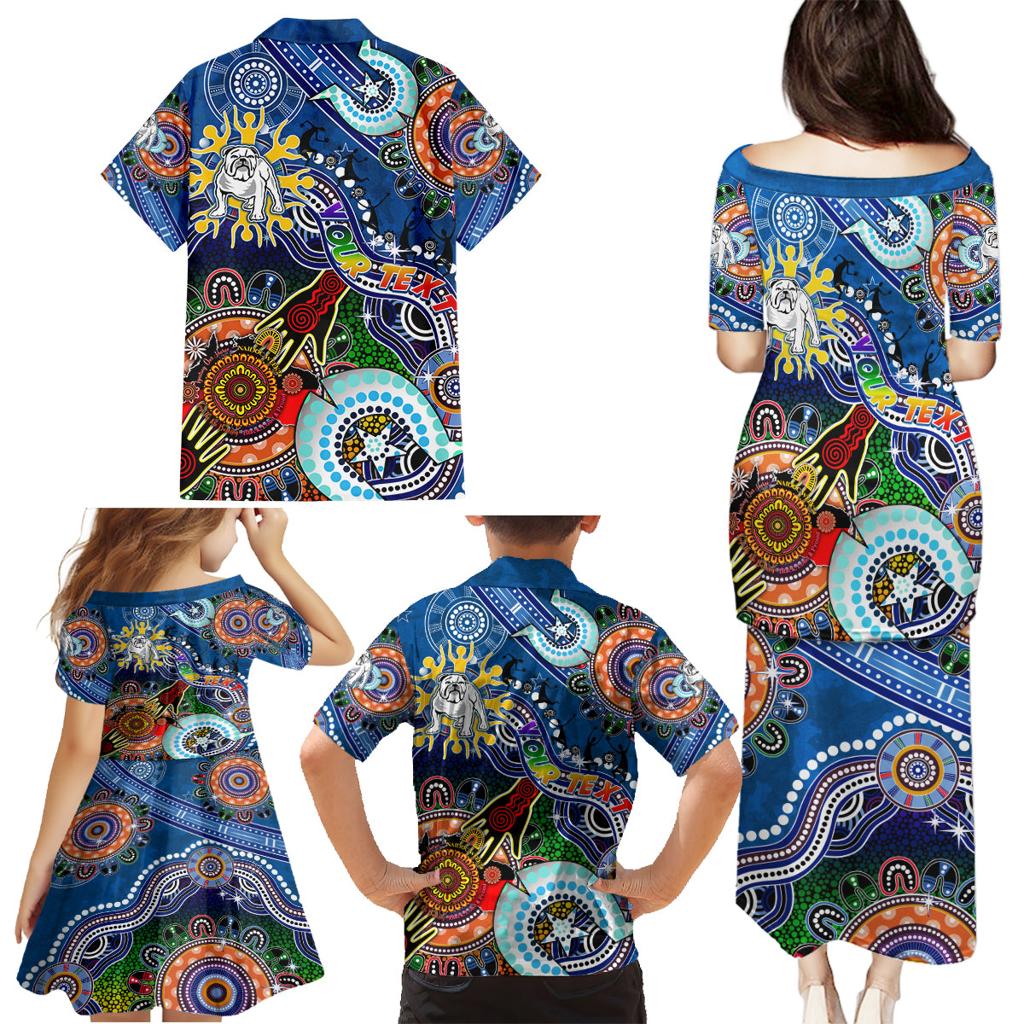 Personalised Bulldogs NAIDOC Week 2024 Family Matching Puletasi and Hawaiian Shirt Australia Aboriginal Dot Painting
