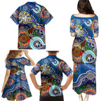 Personalised Bulldogs NAIDOC Week 2024 Family Matching Puletasi and Hawaiian Shirt Australia Aboriginal Dot Painting