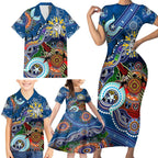 Personalised Bulldogs NAIDOC Week 2024 Family Matching Short Sleeve Bodycon Dress and Hawaiian Shirt Australia Aboriginal Dot Painting