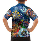 Personalised Bulldogs NAIDOC Week 2024 Family Matching Short Sleeve Bodycon Dress and Hawaiian Shirt Australia Aboriginal Dot Painting