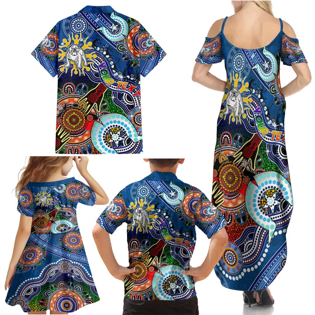 Personalised Bulldogs NAIDOC Week 2024 Family Matching Summer Maxi Dress and Hawaiian Shirt Australia Aboriginal Dot Painting