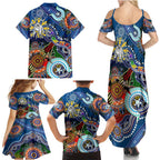 Personalised Bulldogs NAIDOC Week 2024 Family Matching Summer Maxi Dress and Hawaiian Shirt Australia Aboriginal Dot Painting