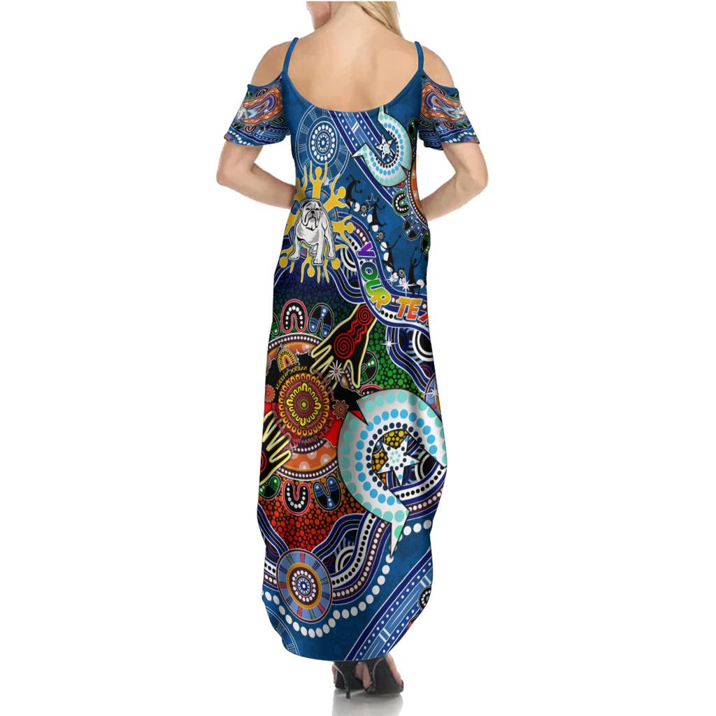 Personalised Bulldogs NAIDOC Week 2024 Family Matching Summer Maxi Dress and Hawaiian Shirt Australia Aboriginal Dot Painting