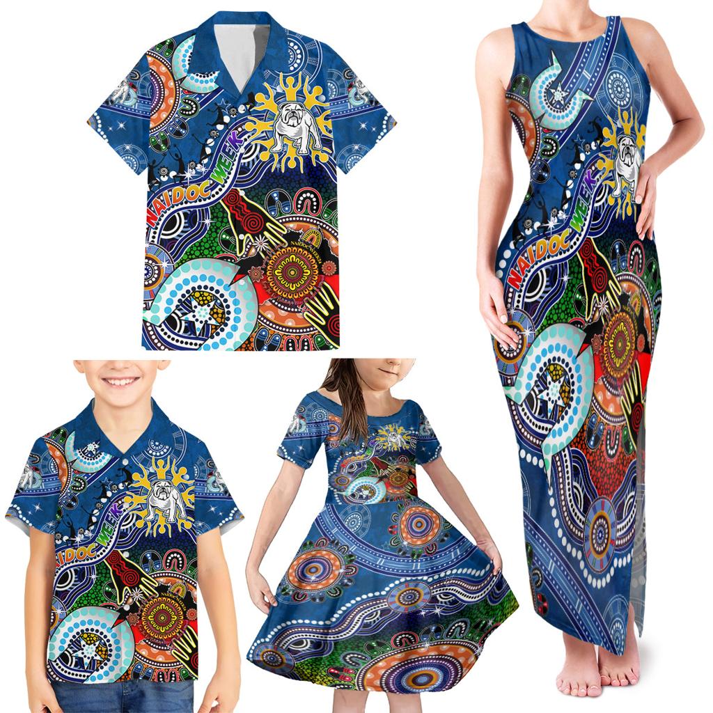 Personalised Bulldogs NAIDOC Week 2024 Family Matching Tank Maxi Dress and Hawaiian Shirt Australia Aboriginal Dot Painting