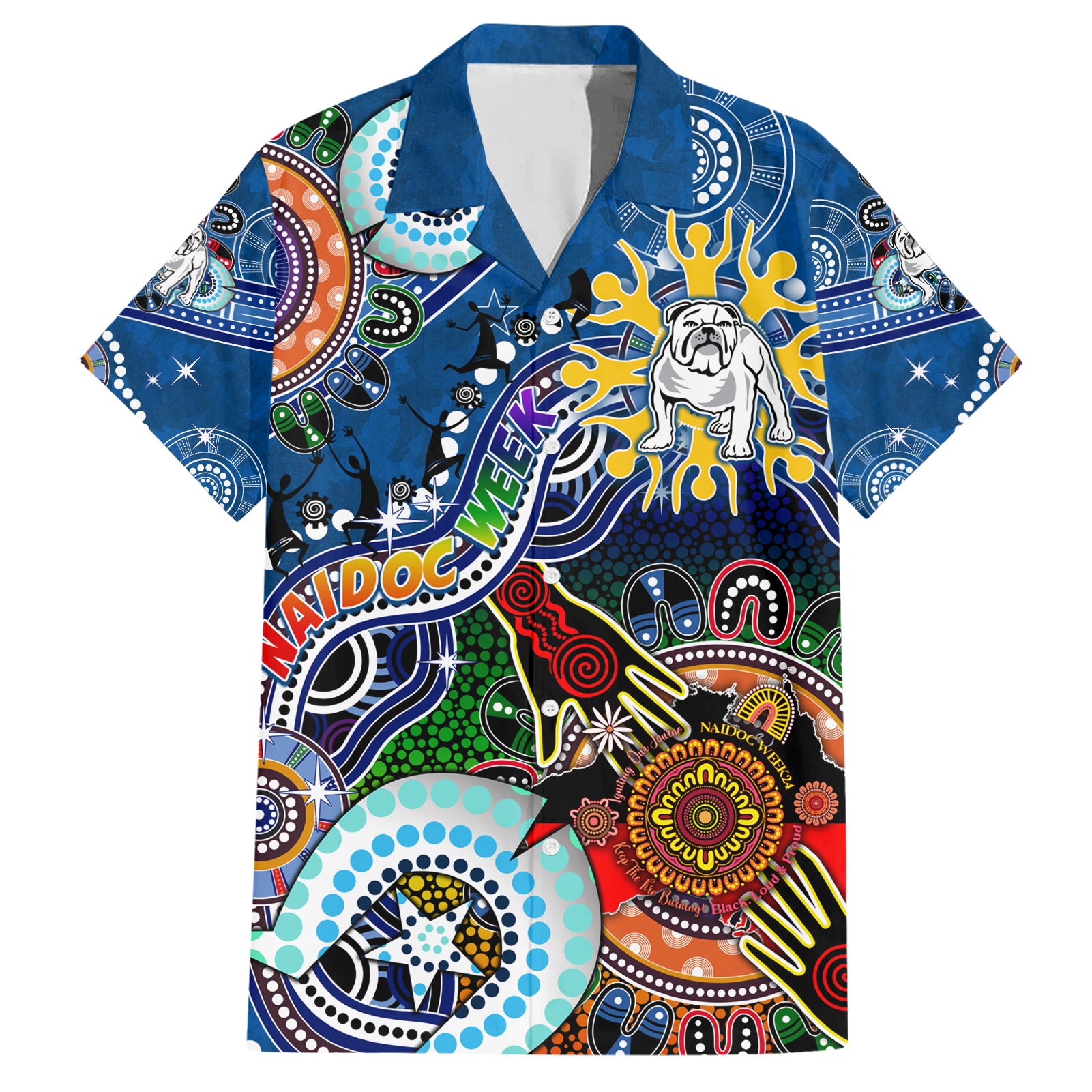 Personalised Bulldogs NAIDOC Week 2024 Hawaiian Shirt Australia Aboriginal Dot Painting