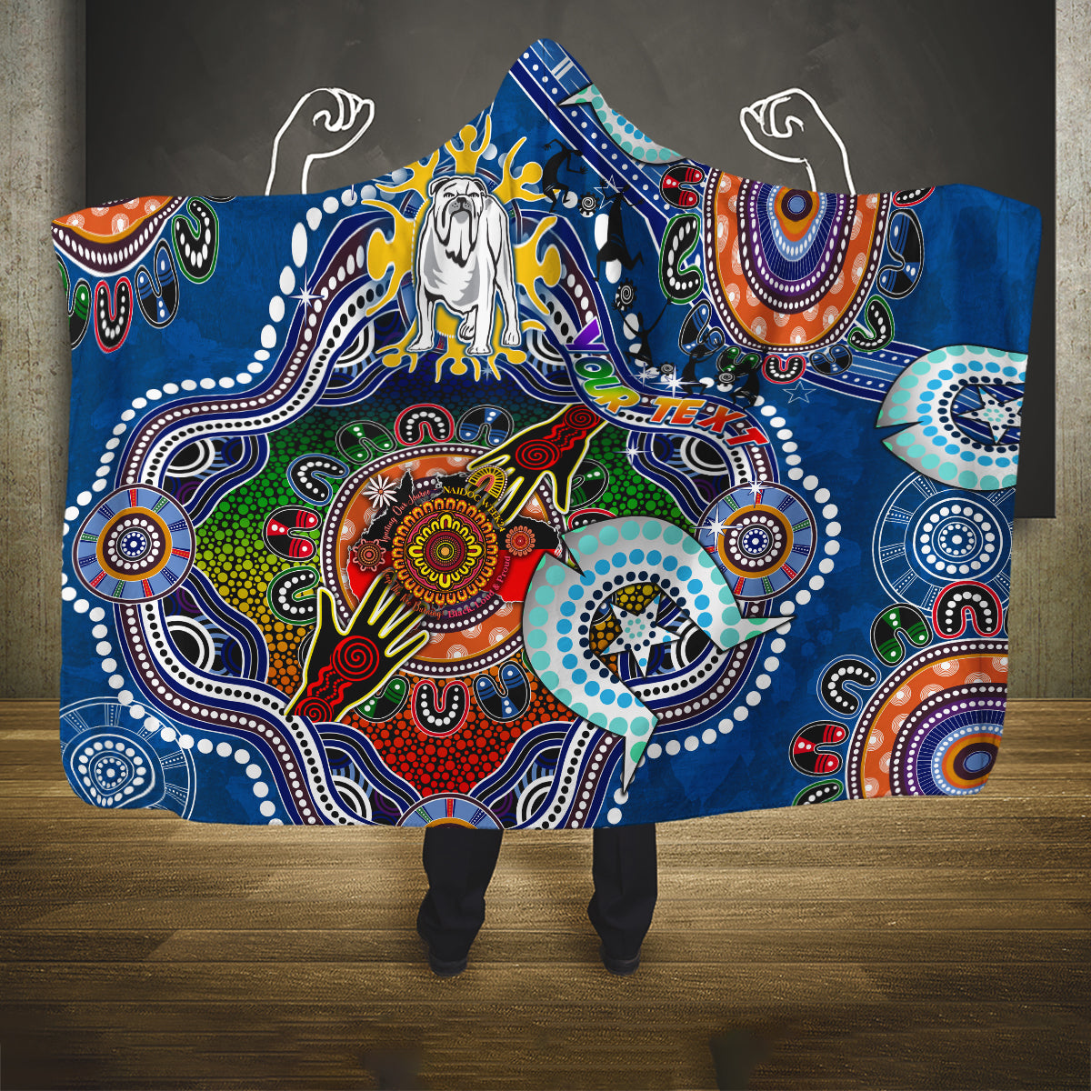 Personalised Bulldogs NAIDOC Week 2024 Hooded Blanket Australia Aboriginal Dot Painting