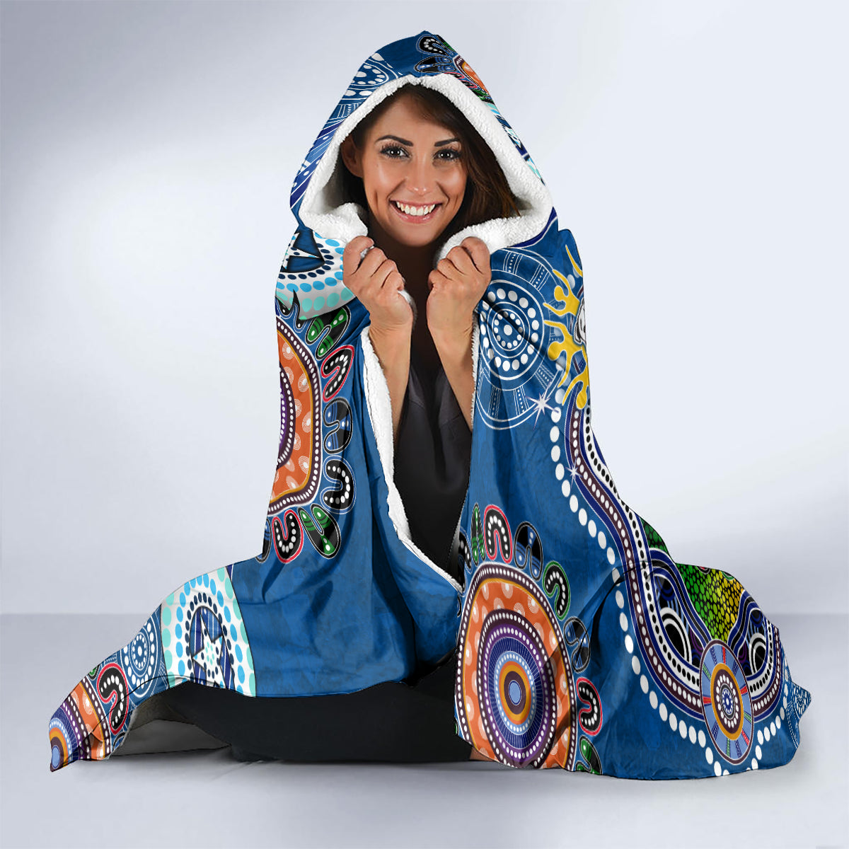 Personalised Bulldogs NAIDOC Week 2024 Hooded Blanket Australia Aboriginal Dot Painting