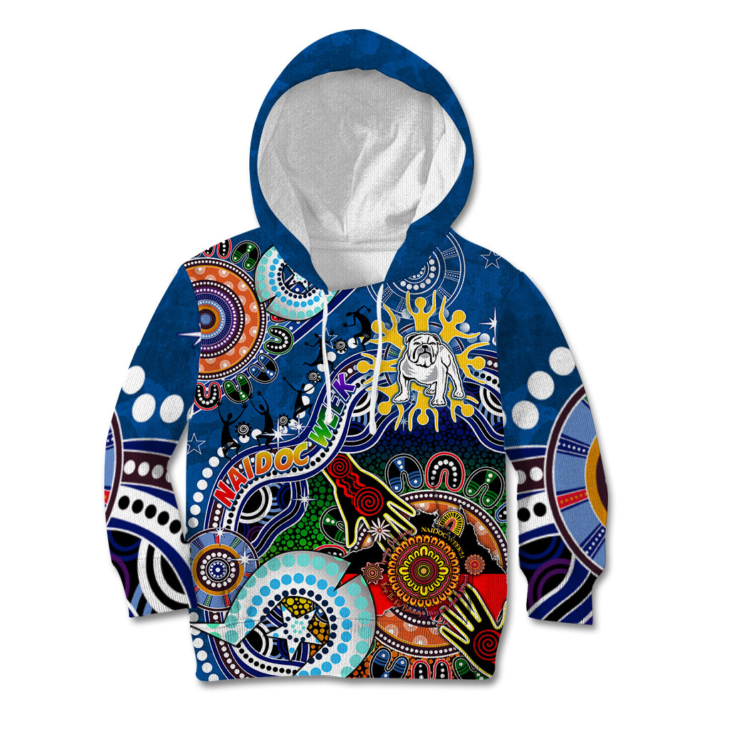 Personalised Bulldogs NAIDOC Week 2024 Kid Hoodie Australia Aboriginal Dot Painting