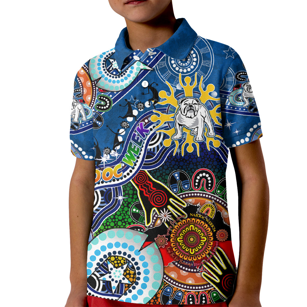 Personalised Bulldogs NAIDOC Week 2024 Kid Polo Shirt Australia Aboriginal Dot Painting