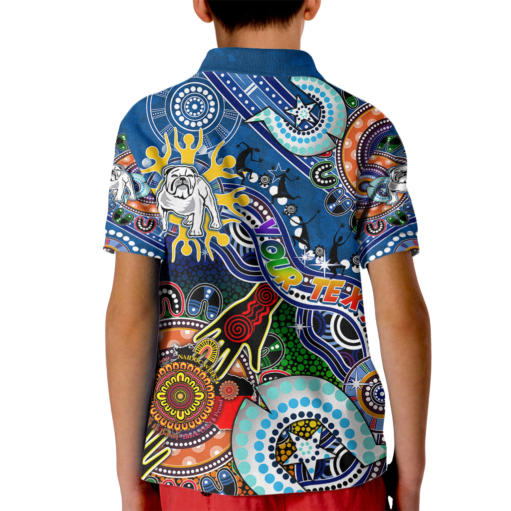 Personalised Bulldogs NAIDOC Week 2024 Kid Polo Shirt Australia Aboriginal Dot Painting