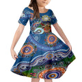 Personalised Bulldogs NAIDOC Week 2024 Kid Short Sleeve Dress Australia Aboriginal Dot Painting