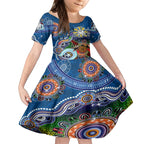 Personalised Bulldogs NAIDOC Week 2024 Kid Short Sleeve Dress Australia Aboriginal Dot Painting