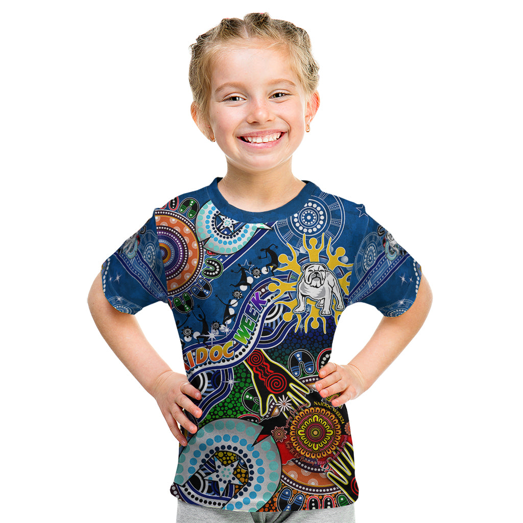 Personalised Bulldogs NAIDOC Week 2024 Kid T Shirt Australia Aboriginal Dot Painting