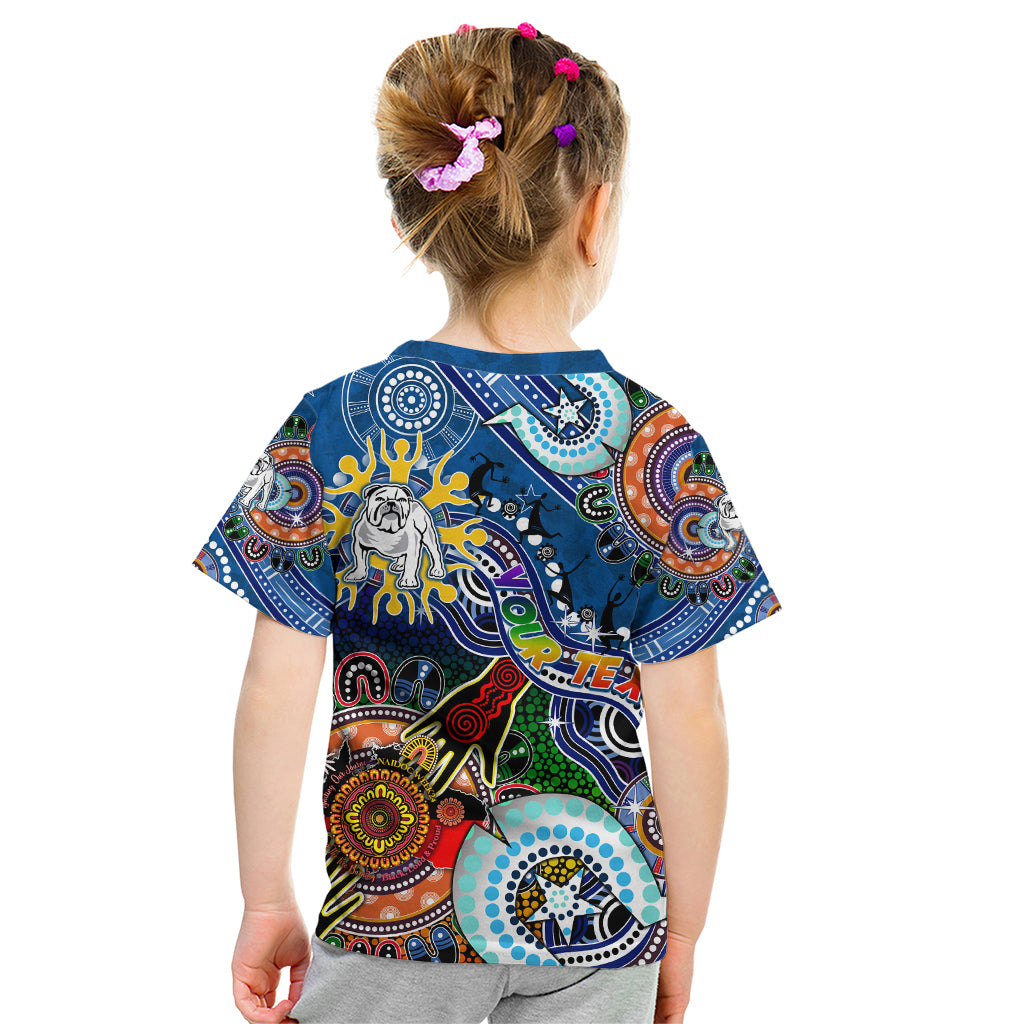 Personalised Bulldogs NAIDOC Week 2024 Kid T Shirt Australia Aboriginal Dot Painting