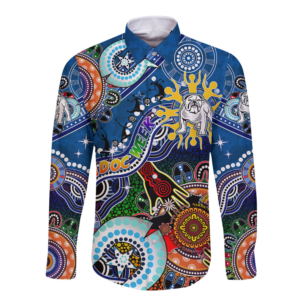Personalised Bulldogs NAIDOC Week 2024 Long Sleeve Button Shirt Australia Aboriginal Dot Painting