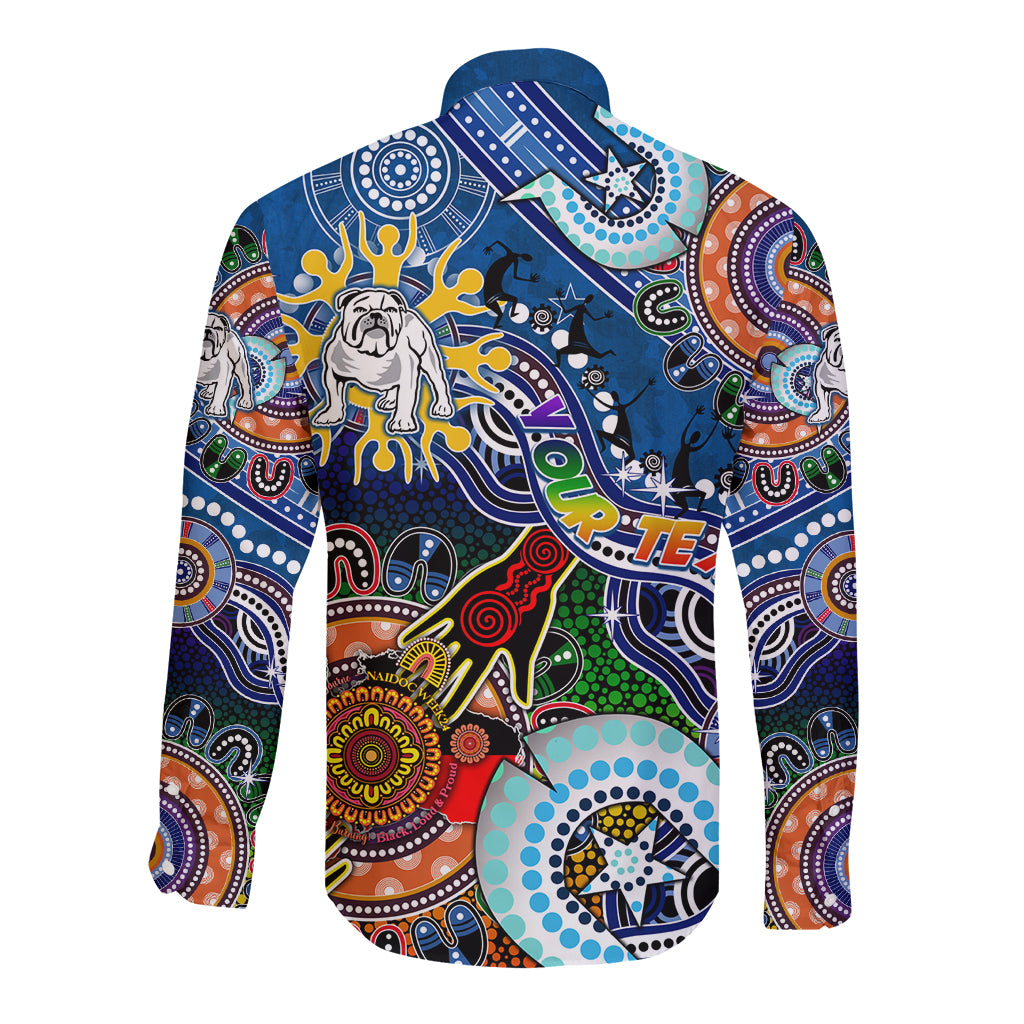 Personalised Bulldogs NAIDOC Week 2024 Long Sleeve Button Shirt Australia Aboriginal Dot Painting