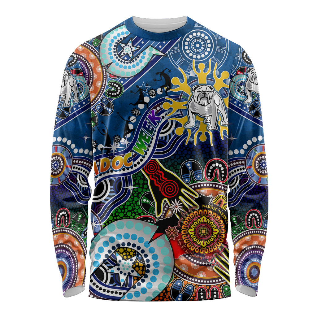 Personalised Bulldogs NAIDOC Week 2024 Long Sleeve Shirt Australia Aboriginal Dot Painting