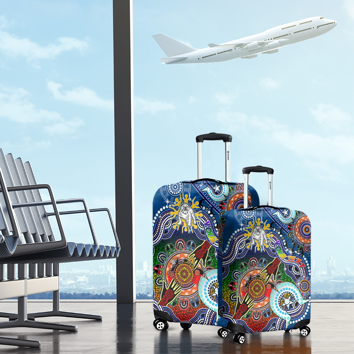 Personalised Bulldogs NAIDOC Week 2024 Luggage Cover Australia Aboriginal Dot Painting