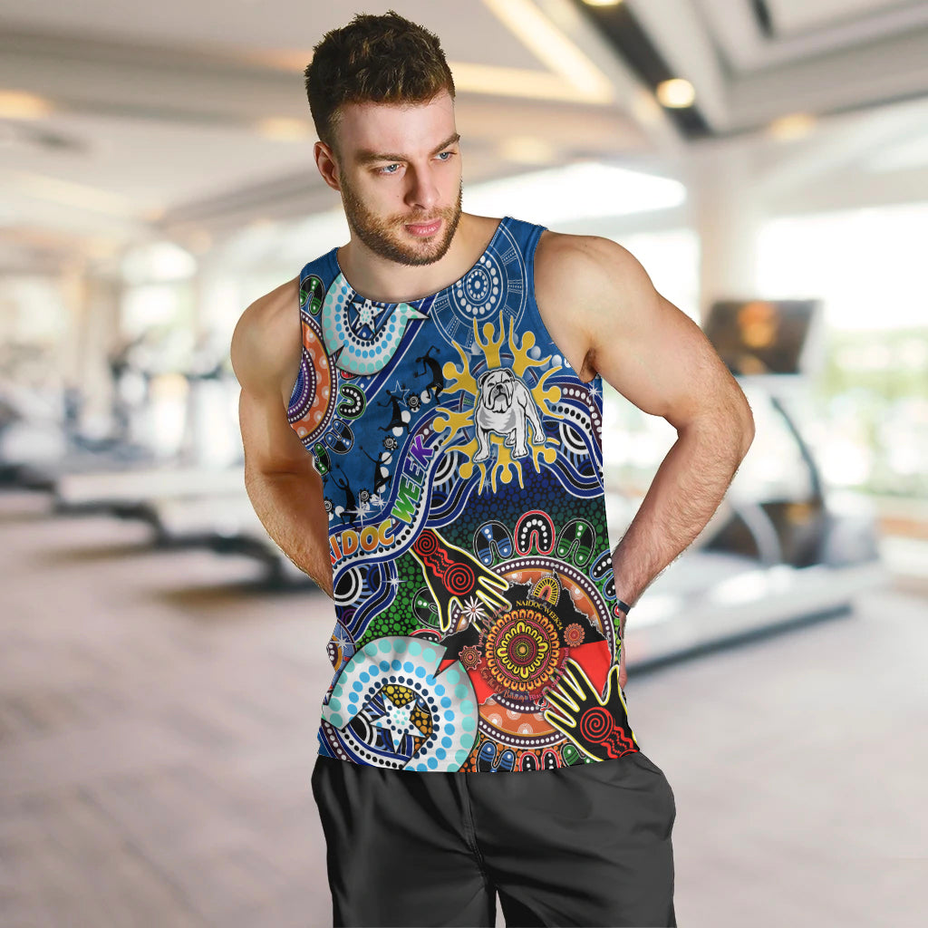 Personalised Bulldogs NAIDOC Week 2024 Men Tank Top Australia Aboriginal Dot Painting