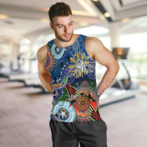 Personalised Bulldogs NAIDOC Week 2024 Men Tank Top Australia Aboriginal Dot Painting
