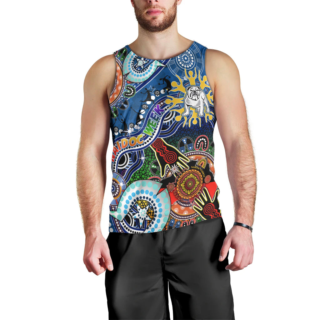 Personalised Bulldogs NAIDOC Week 2024 Men Tank Top Australia Aboriginal Dot Painting