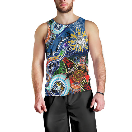 Personalised Bulldogs NAIDOC Week 2024 Men Tank Top Australia Aboriginal Dot Painting