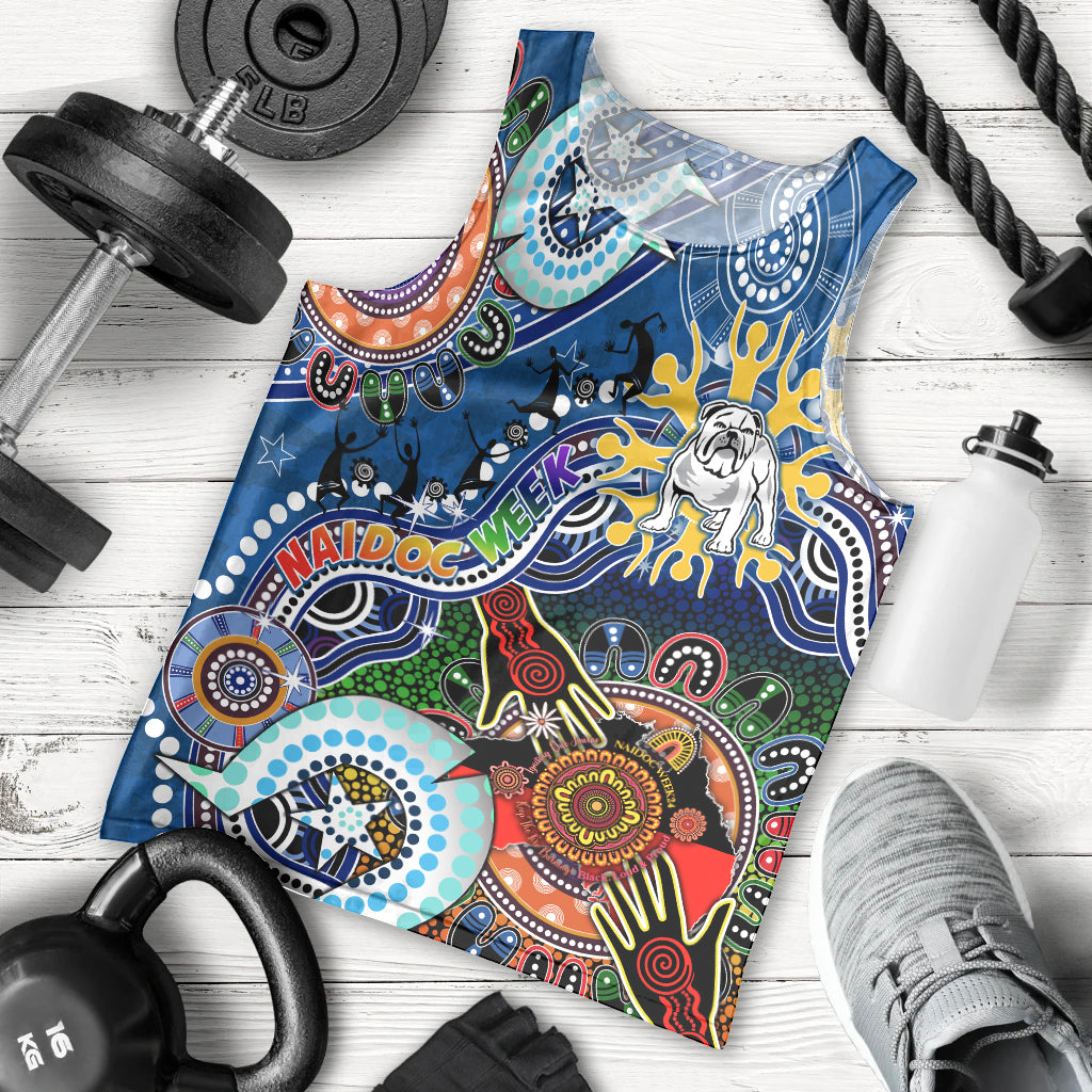 Personalised Bulldogs NAIDOC Week 2024 Men Tank Top Australia Aboriginal Dot Painting