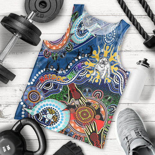 Personalised Bulldogs NAIDOC Week 2024 Men Tank Top Australia Aboriginal Dot Painting