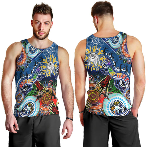 Personalised Bulldogs NAIDOC Week 2024 Men Tank Top Australia Aboriginal Dot Painting