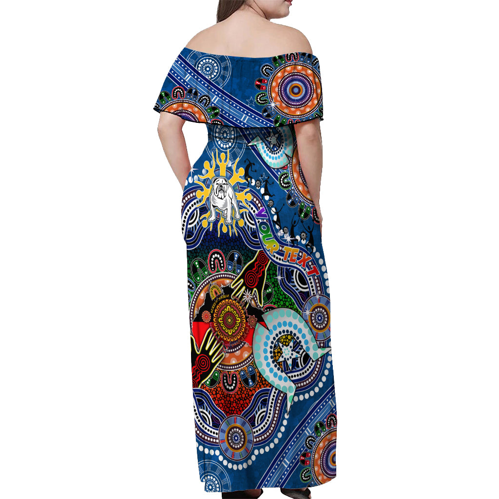 Personalised Bulldogs NAIDOC Week 2024 Off Shoulder Maxi Dress Australia Aboriginal Dot Painting