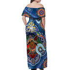 Personalised Bulldogs NAIDOC Week 2024 Off Shoulder Maxi Dress Australia Aboriginal Dot Painting