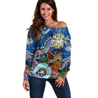 Personalised Bulldogs NAIDOC Week 2024 Off Shoulder Sweater Australia Aboriginal Dot Painting
