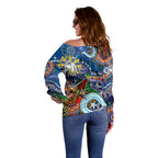 Personalised Bulldogs NAIDOC Week 2024 Off Shoulder Sweater Australia Aboriginal Dot Painting