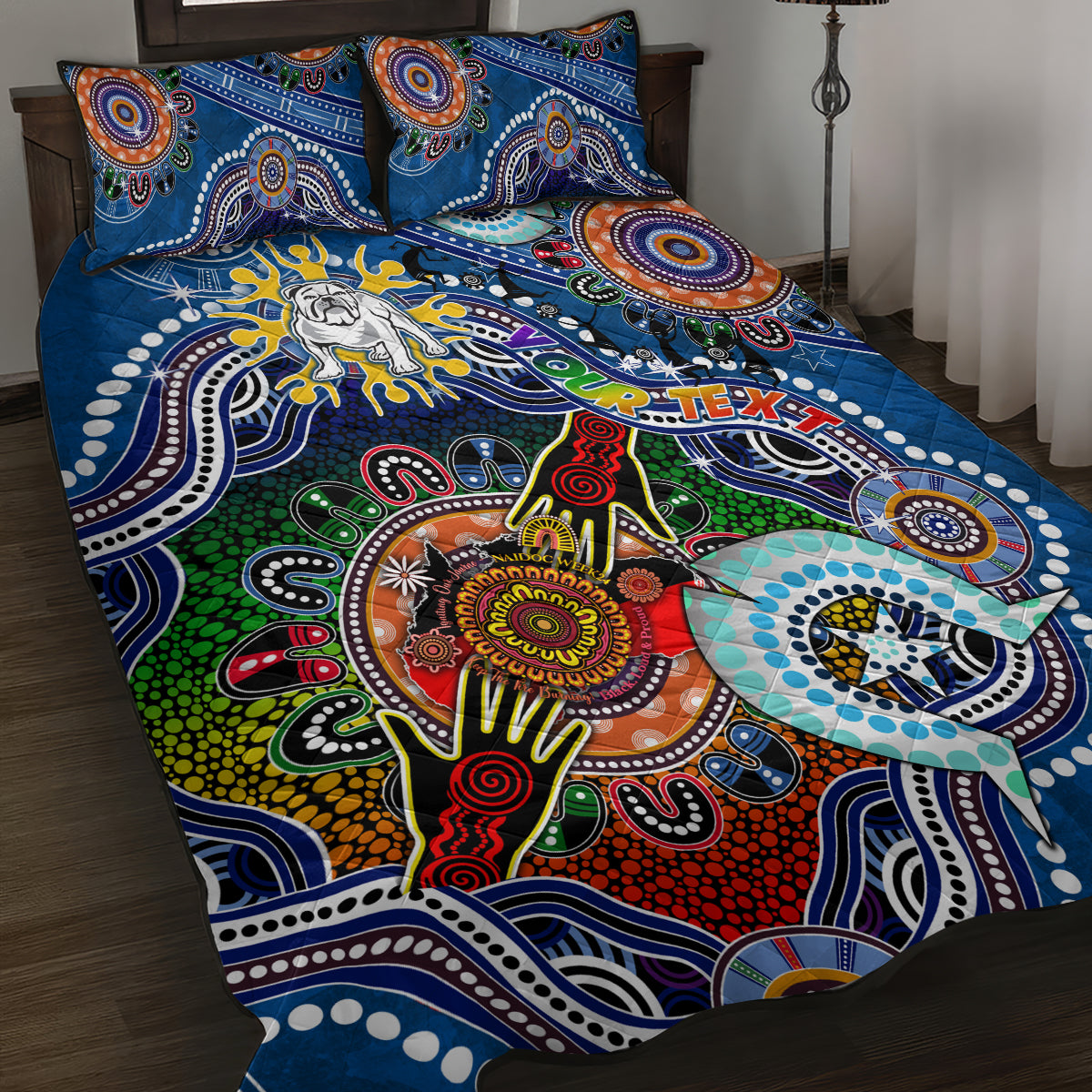 Personalised Bulldogs NAIDOC Week 2024 Quilt Bed Set Australia Aboriginal Dot Painting