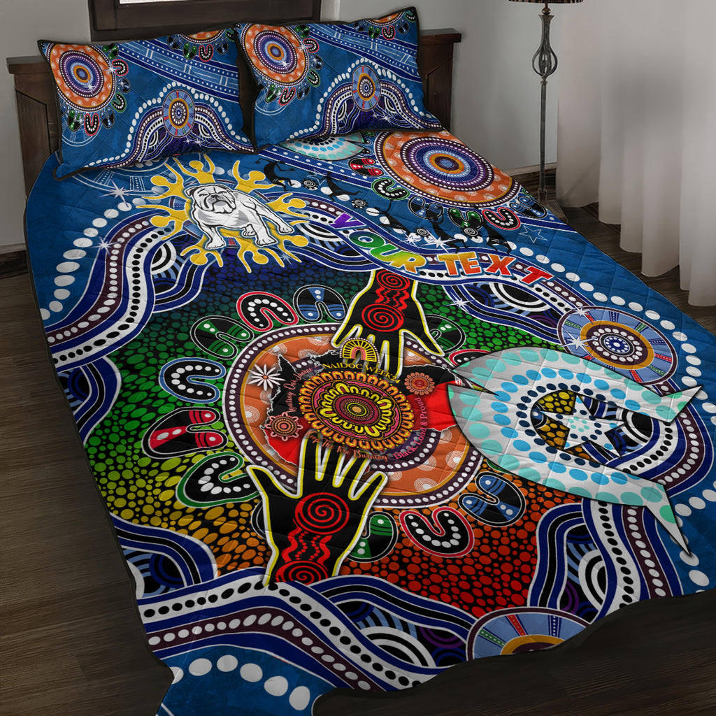 Personalised Bulldogs NAIDOC Week 2024 Quilt Bed Set Australia Aboriginal Dot Painting