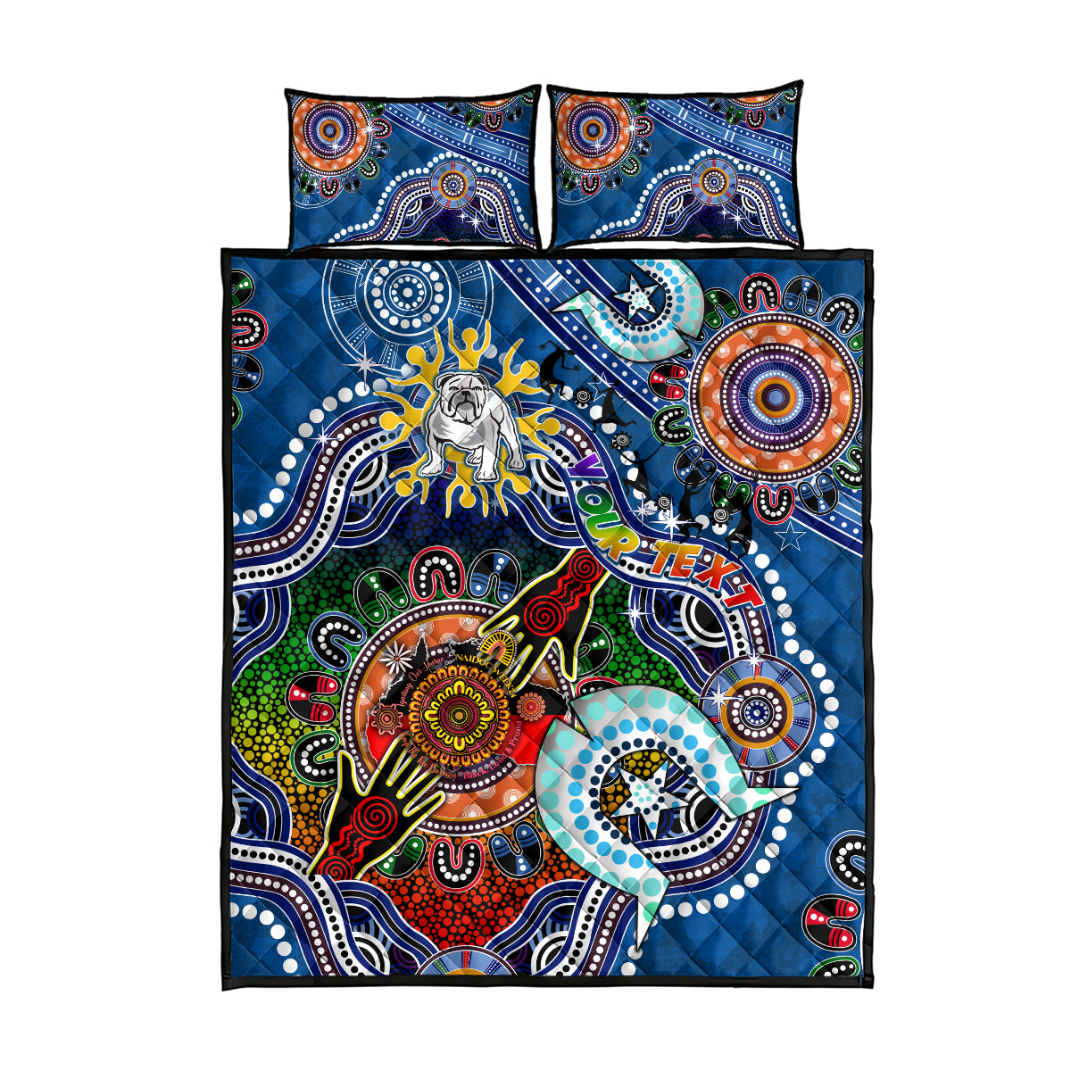 Personalised Bulldogs NAIDOC Week 2024 Quilt Bed Set Australia Aboriginal Dot Painting