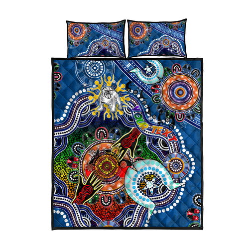 Personalised Bulldogs NAIDOC Week 2024 Quilt Bed Set Australia Aboriginal Dot Painting