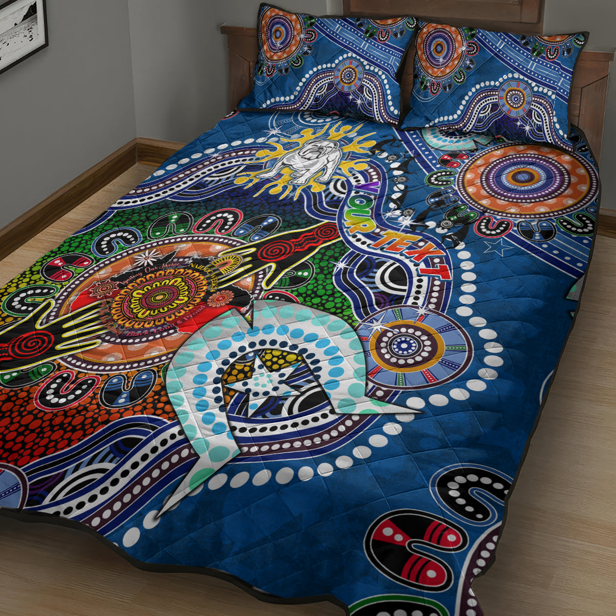 Personalised Bulldogs NAIDOC Week 2024 Quilt Bed Set Australia Aboriginal Dot Painting