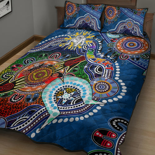 Personalised Bulldogs NAIDOC Week 2024 Quilt Bed Set Australia Aboriginal Dot Painting