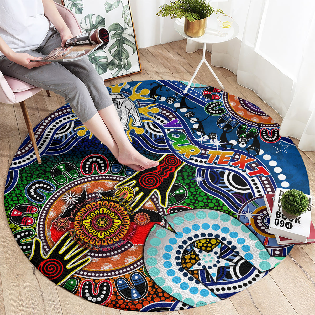 Personalised Bulldogs NAIDOC Week 2024 Round Carpet Australia Aboriginal Dot Painting