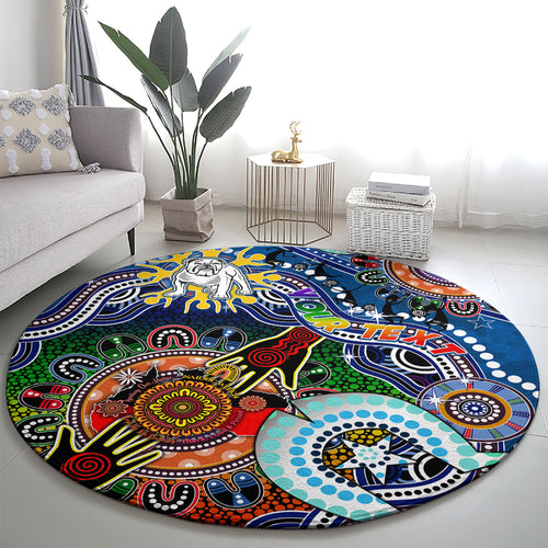 Personalised Bulldogs NAIDOC Week 2024 Round Carpet Australia Aboriginal Dot Painting