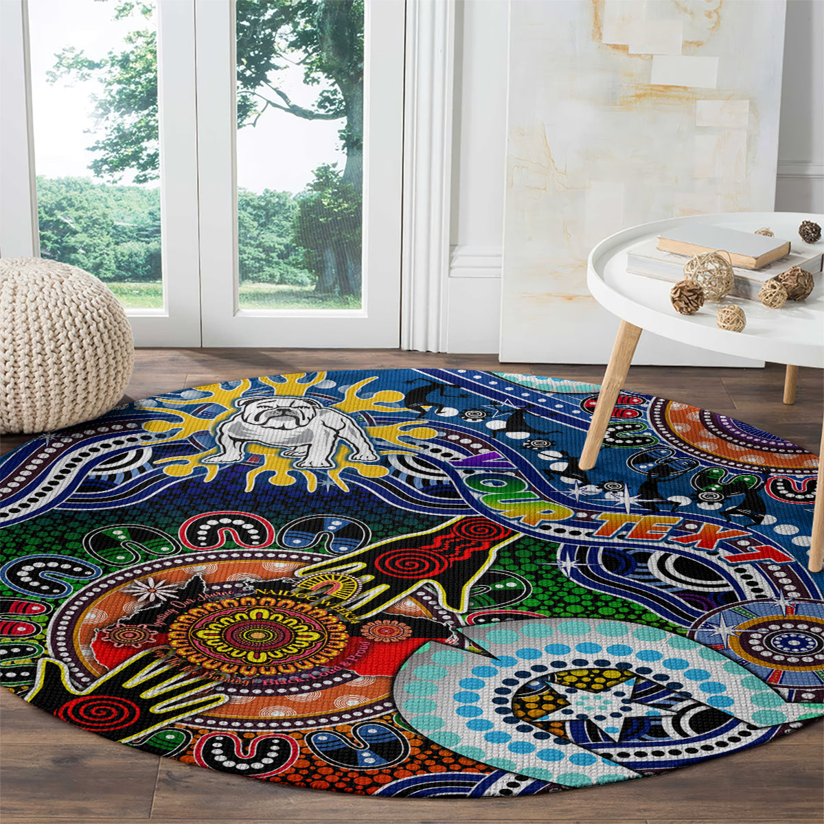 Personalised Bulldogs NAIDOC Week 2024 Round Carpet Australia Aboriginal Dot Painting
