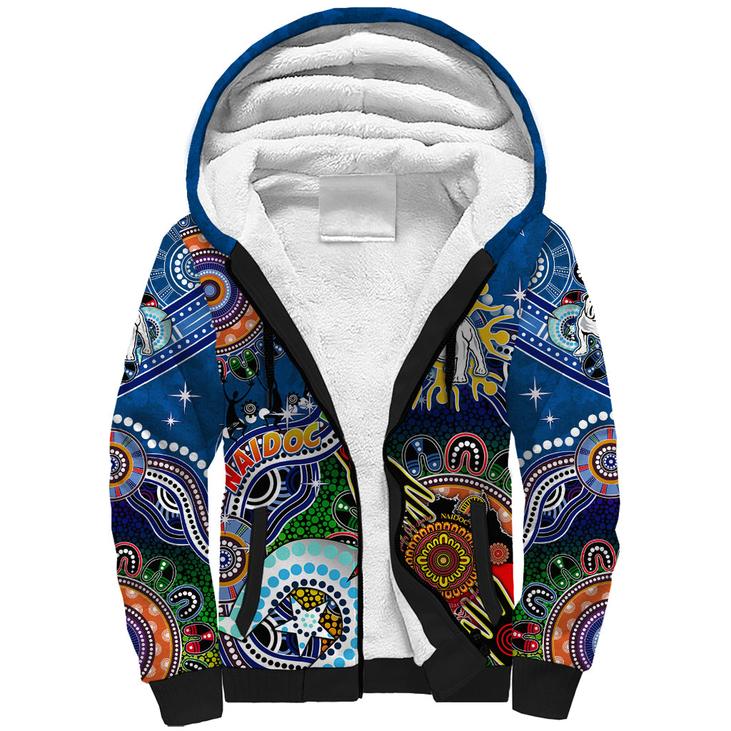 Personalised Bulldogs NAIDOC Week 2024 Sherpa Hoodie Australia Aboriginal Dot Painting