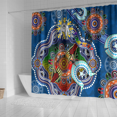 Personalised Bulldogs NAIDOC Week 2024 Shower Curtain Australia Aboriginal Dot Painting