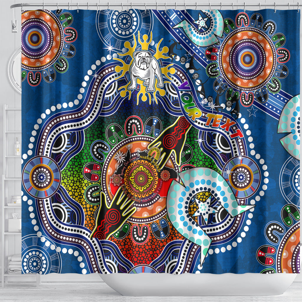 Personalised Bulldogs NAIDOC Week 2024 Shower Curtain Australia Aboriginal Dot Painting