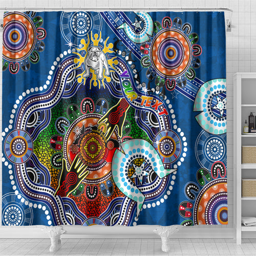 Personalised Bulldogs NAIDOC Week 2024 Shower Curtain Australia Aboriginal Dot Painting