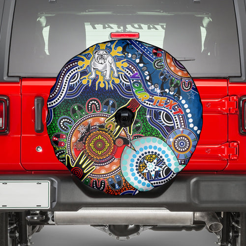 Personalised Bulldogs NAIDOC Week 2024 Spare Tire Cover Australia Aboriginal Dot Painting